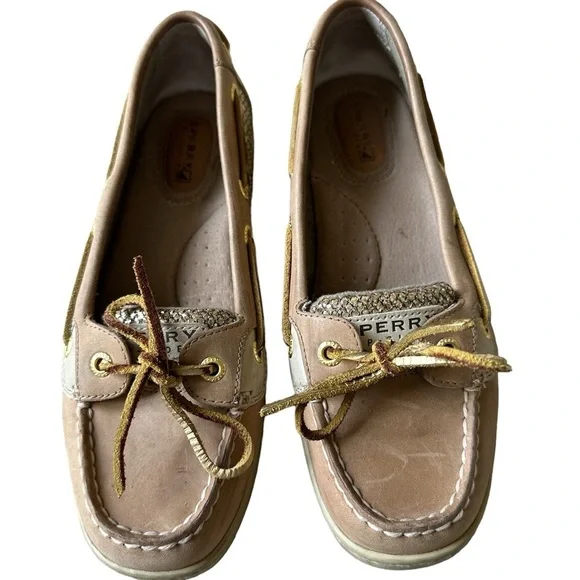 Sperrys Women’s 7 Angelfish Top Sider Gold sequins boat shoes - Picture 2 of 7